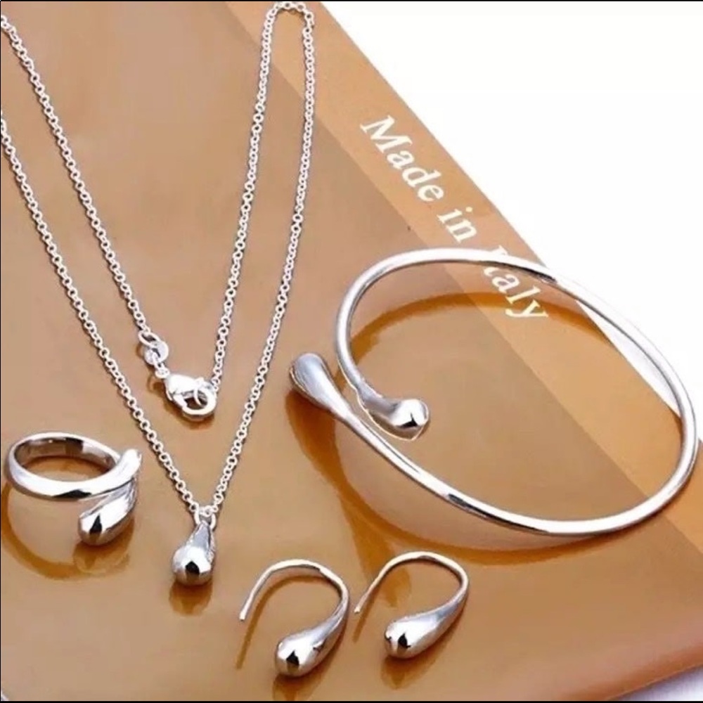 Sterling Silver Water Drop Shape 4 pcs